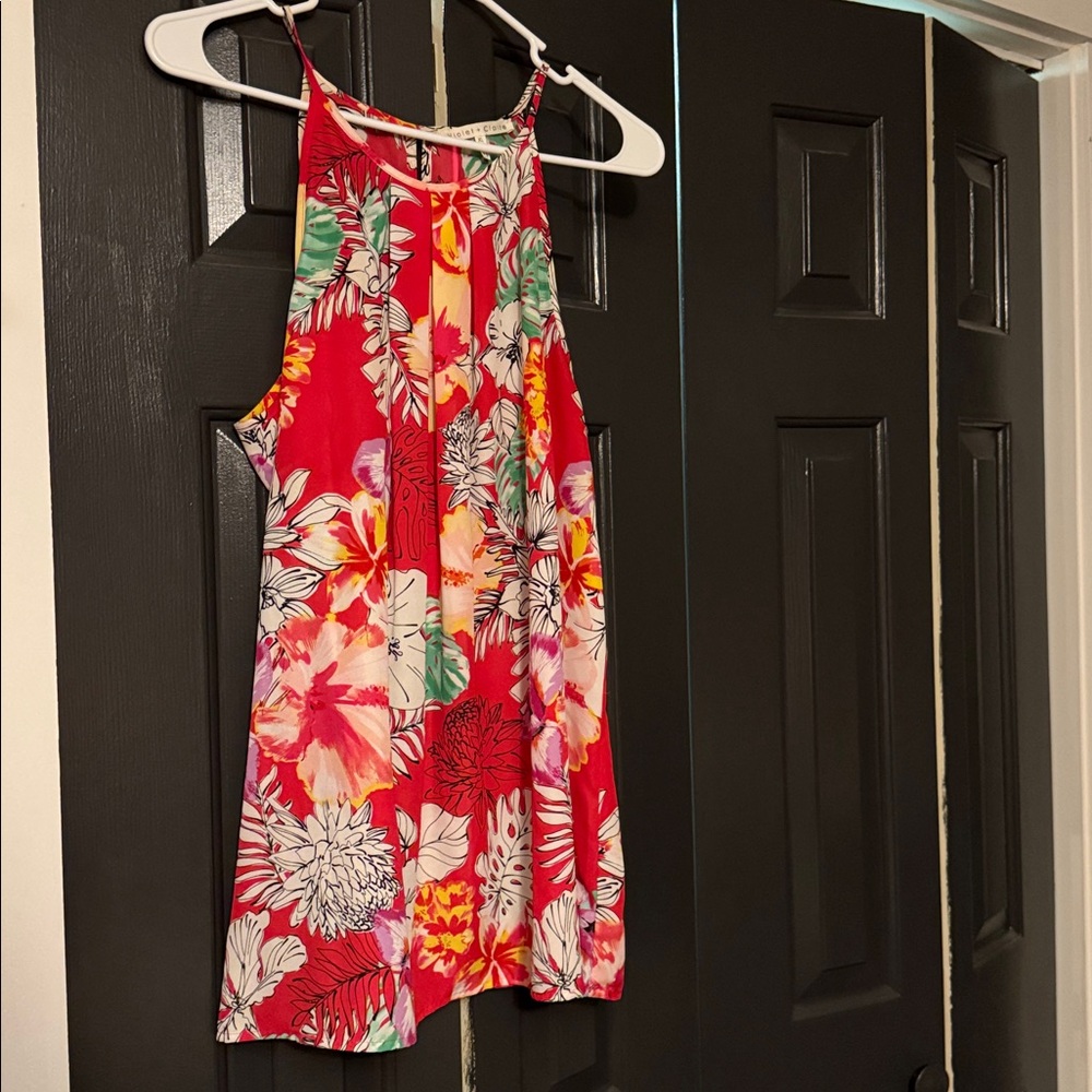 Violet & Claire Red and Green Floral Top